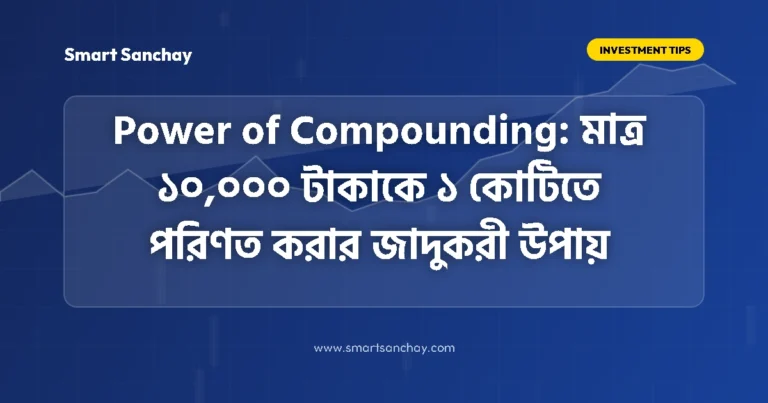 Power of compounding growth illustration showing money tree